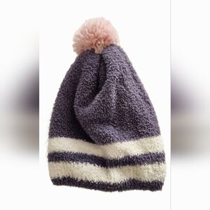 Cozy Pom Beanie - Grey and Pink